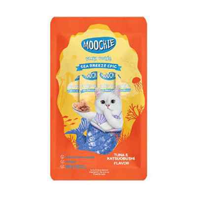 Moochie Ton Balıklı ve Katsuobushili Sıvı Kedi Ödül Maması 5x15 Gr