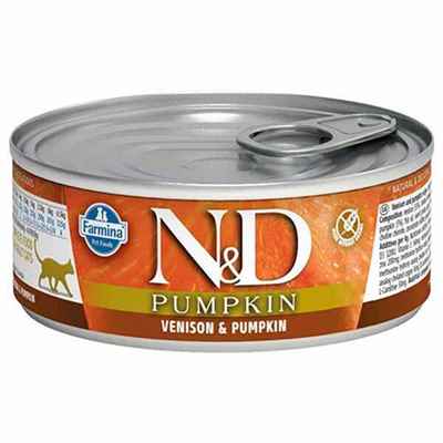 N&D Pumpkin Balkabaklı Geyik Etli Tahılsız Yetişkin Kedi Konservesi 6 Adet 80 Gr