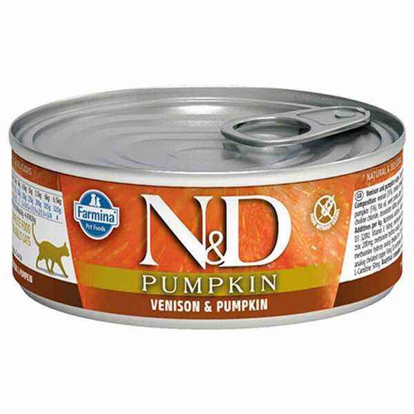 N&D Pumpkin Balkabaklı Geyik Etli Tahılsız Yetişkin Kedi Konservesi 80 Gr