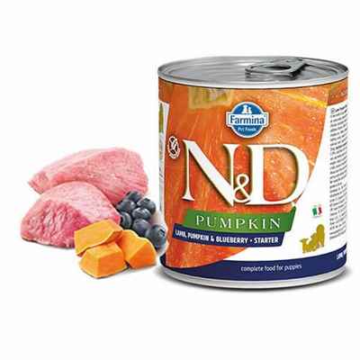 N&D Pumpkin Balkabaklı Kuzulu Yaban Mersinli Starter Tahılsız Yavru Köpek Konservesi 285 Gr