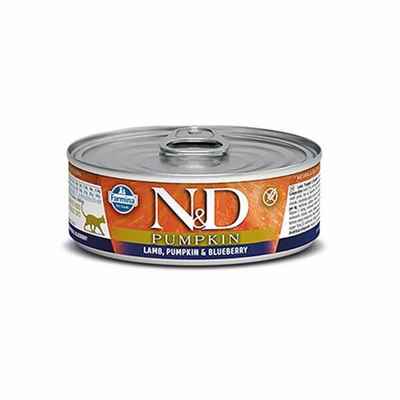 N&D Pumpkin Balkabaklı Kuzulu Yaban Mersinli Tahılsız Yetişkin Kedi Konservesi 6 Adet 80 Gr