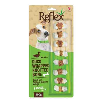 Reflex Ördek Eti Sargılı Düğümlü Köpek Çiğneme Kemiği 8'li 100 Gr