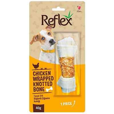 Reflex Tavuk Eti Sargılı Düğümlü Köpek Çiğneme Kemiği 40 Gr