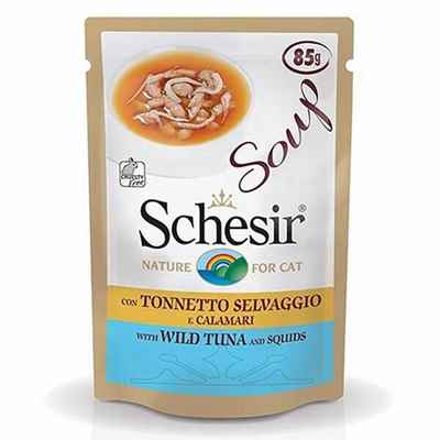 Schesir Ton Balıklı ve Kalamarlı Tahılsız Kedi Çorbası 6 Adet 85 Gr