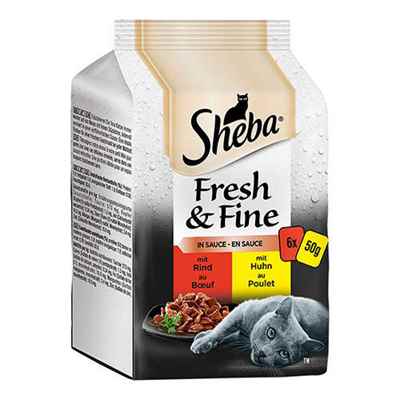 Sheba Fresh&Fine Sığır Etli ve Tavuklu Yetişkin Kedi Konservesi 6x50 Gr