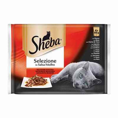 Sheba Pouch Multipack Etli Seçenekli Yetişkin Kedi Konservesi 4x85 Gr