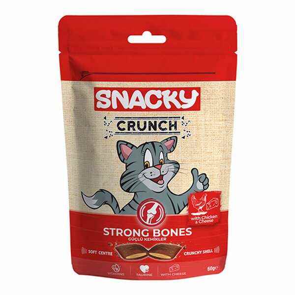 Snacky Crunchy Strong Bones Tavuklu ve Peynirli Kedi Ödülü 10x60 Gr