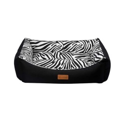 Dubex Tarte Zebra Desenli Köpek Yatağı 78x60x22cm Siyah (Large)