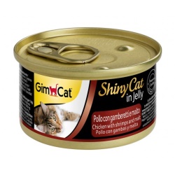 Gimcat Shiny Cat Tavuklu Karidesli ve Malt Özlü Konserve Mama 70 Gr