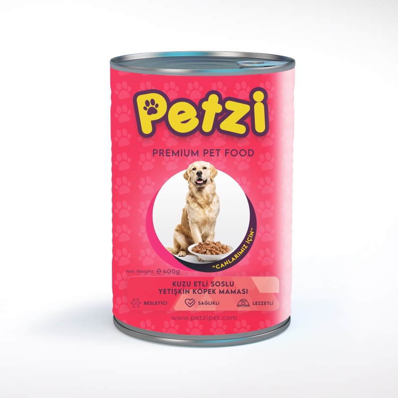 Petzi Dog Premium Kuzu Etli Soslu Yetişkin Köpek Konservesi 400 Gr