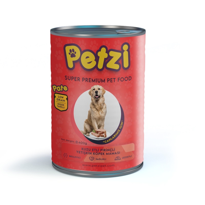 Petzi Dog Premium Düşük Tahıllı Ezme Kuzu Etli Pirinçli Yetişkin Köpek Maması 400 Gr x 24 Ad