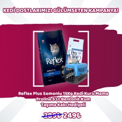 Reflex Plus Somonlu 15 Kg Yetişkin Kedi Maması + Proline 5Lt Kedi Kumu + Taşıma Kabı Hediyeli