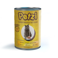 Petzi Cat Premium Düşük Tahıllı Ezme Tavuklu Yetişkin Kedi Konserve 400 Gr