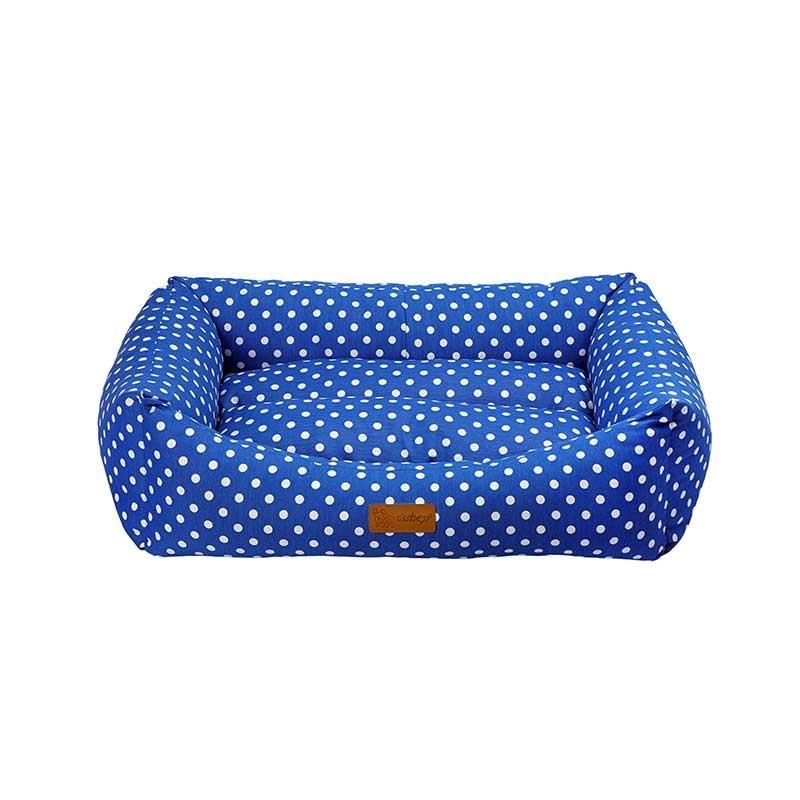 Dubex Makaron Kumaş Kedi Köpek Yatağı 62x44x22cm Mavi Benekli (Medium)