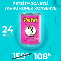 Petzi Dog Premium Puppy Yavru Köpek Konserve Mama x 24 Adet